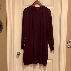 Burgundy Harlan Pointelle Detailed Cardigan